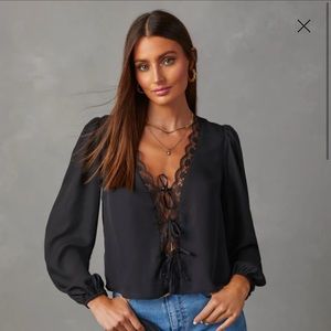 VICI COLLECTION Alonso Lace Trim Top Black XL NWT